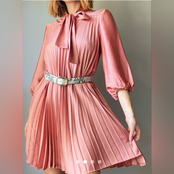 Zara Pleated dress with  Snake skin belt. Size 2 - Picture 1 of 10